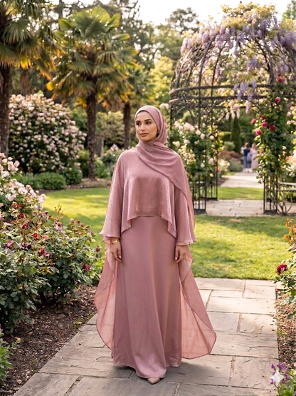 Organza Cape Abaya - Mauve