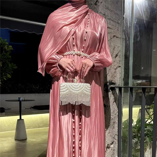 Fatima Pearl Abaya - Pink