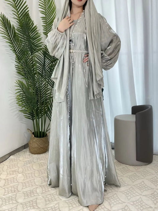 Fatima Pearl Abaya - Grey