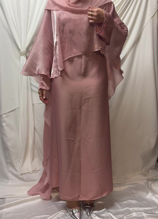 Organza Cape Abaya - Mauve