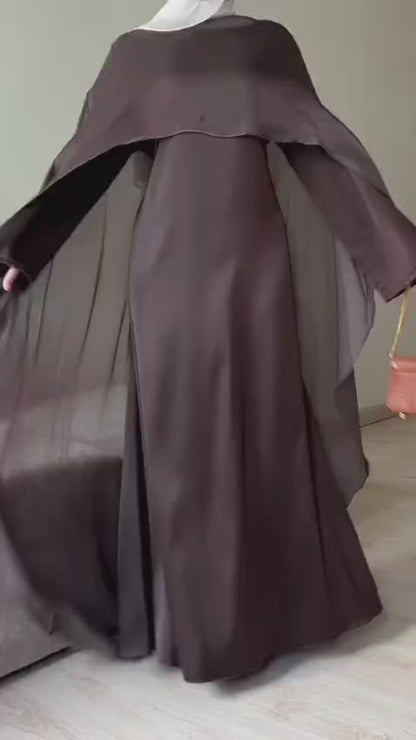 Organza Cape Abaya - Mauve