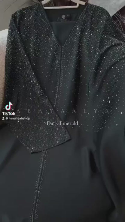 Embellished Butterfly Abaya - Dark Mauve